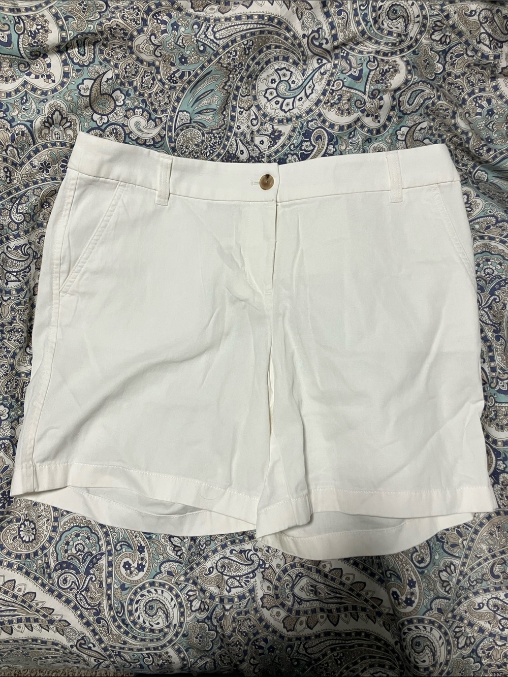 J. Crew White Tailored Cotton Bermuda Shorts